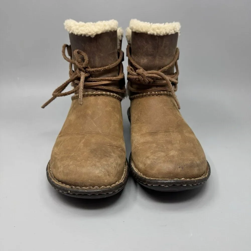 UGG Caspia Women's Brown Leather Shearling Lined Ankle Boots 1001815 Size 7